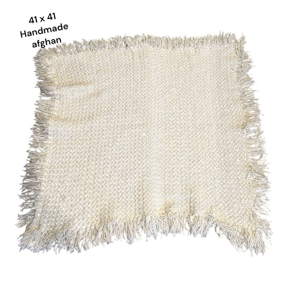 Handmade Afghan white baby Blanket